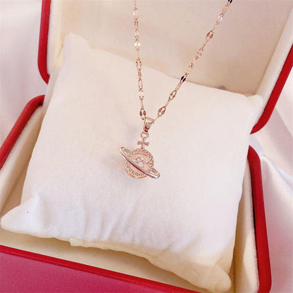 Valentines Day Gift Perfume Bottle Pendant Titanium Steel Necklace Korean Trend Zircon Luxury Female Necklace Charm Jewelry Gift Fashion Jewelry Woman - tallpapa