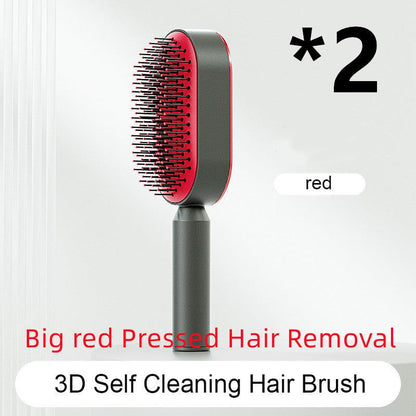 Self Cleaning Hair Brush For Women One-key Cleaning Hair Loss Airbag Massage Scalp Comb Anti-Static Hairbrush - tallpapa