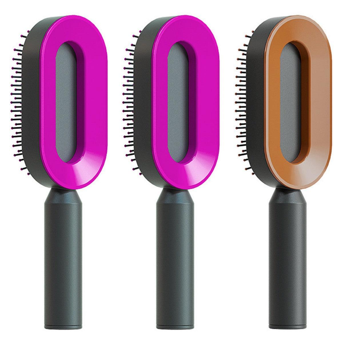 Self Cleaning Hair Brush For Women One-key Cleaning Hair Loss Airbag Massage Scalp Comb Anti-Static Hairbrush - tallpapa