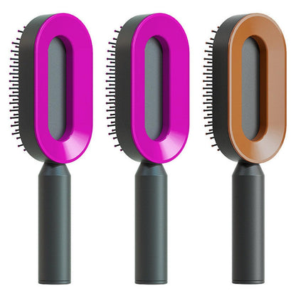 Self Cleaning Hair Brush For Women One-key Cleaning Hair Loss Airbag Massage Scalp Comb Anti-Static Hairbrush - tallpapa