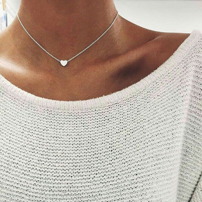 Simple Fashion Gold Color Double-sided Love Pendant Necklaces Clavicle Chains Necklace Women Jewelry Valentines Day Gift - tallpapa