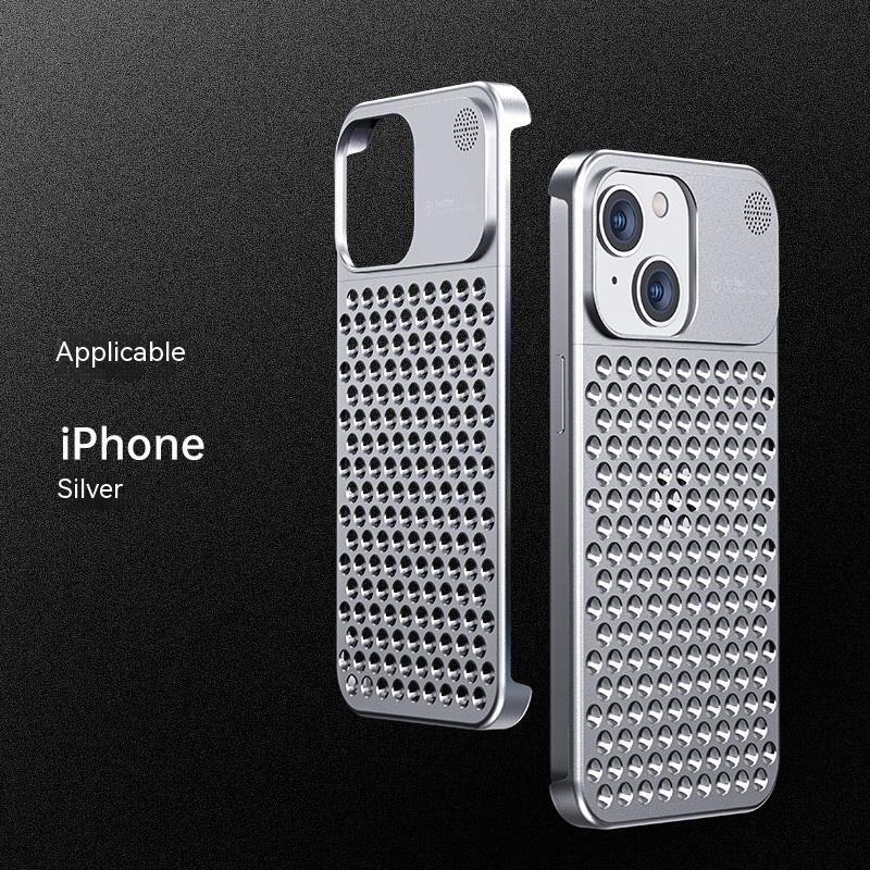 Aluminum Alloy Phone Case For 14 13 Pro Max Plus Hollow Heat Dissipation Anti-fall Full Body Shockproof Phone Cove - tallpapa