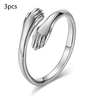Alloy Simple Hands Hug Ring Opening Adjustable Jewelry - tallpapa