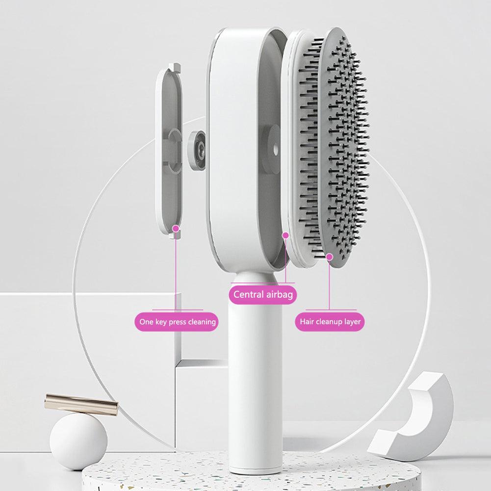 Self Cleaning Hair Brush For Women One-key Cleaning Hair Loss Airbag Massage Scalp Comb Anti-Static Hairbrush - tallpapa