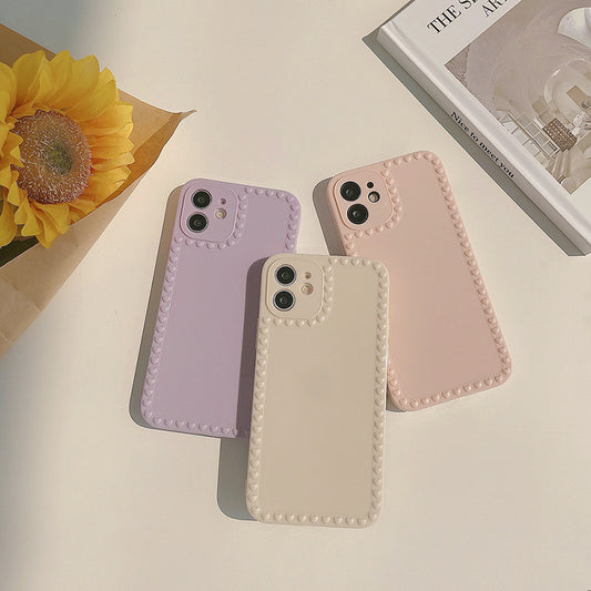 Silicone Solid Color Love Frame Phone Case Protector