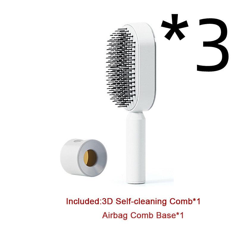 Self Cleaning Hair Brush For Women One-key Cleaning Hair Loss Airbag Massage Scalp Comb Anti-Static Hairbrush - tallpapa