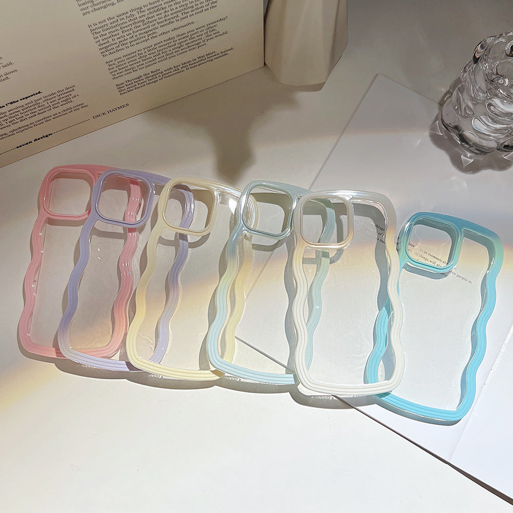 Wave Border Mobile Phone Case Solid Color Simple Candy Color - tallpapa