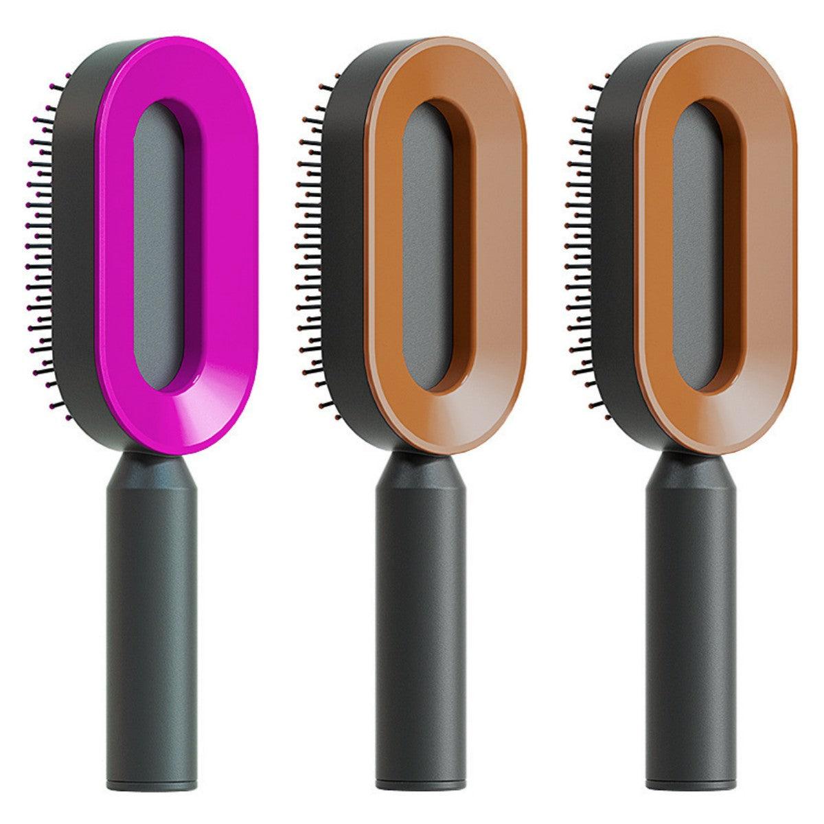 Self Cleaning Hair Brush For Women One-key Cleaning Hair Loss Airbag Massage Scalp Comb Anti-Static Hairbrush - tallpapa