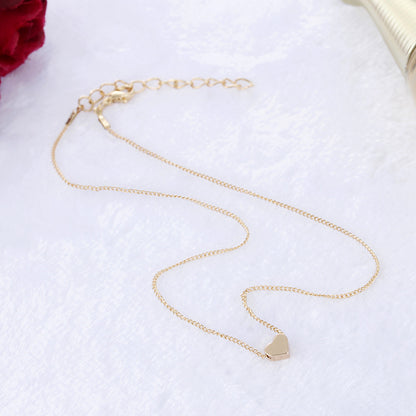 Simple Fashion Gold Color Double-sided Love Pendant Necklaces Clavicle Chains Necklace Women Jewelry Valentines Day Gift - tallpapa