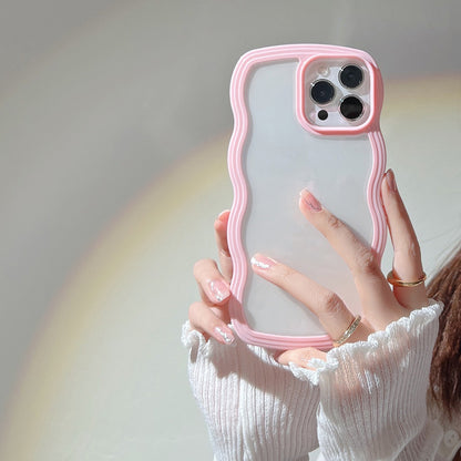 Wave Border Mobile Phone Case Solid Color Simple Candy Color - tallpapa