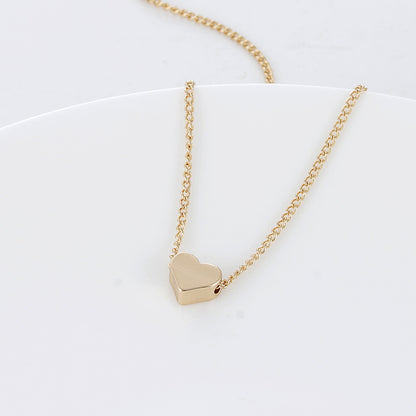 Simple Fashion Gold Color Double-sided Love Pendant Necklaces Clavicle Chains Necklace Women Jewelry Valentines Day Gift - tallpapa