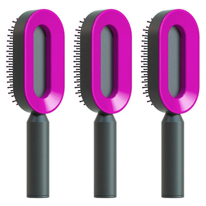 Self Cleaning Hair Brush For Women One-key Cleaning Hair Loss Airbag Massage Scalp Comb Anti-Static Hairbrush - tallpapa