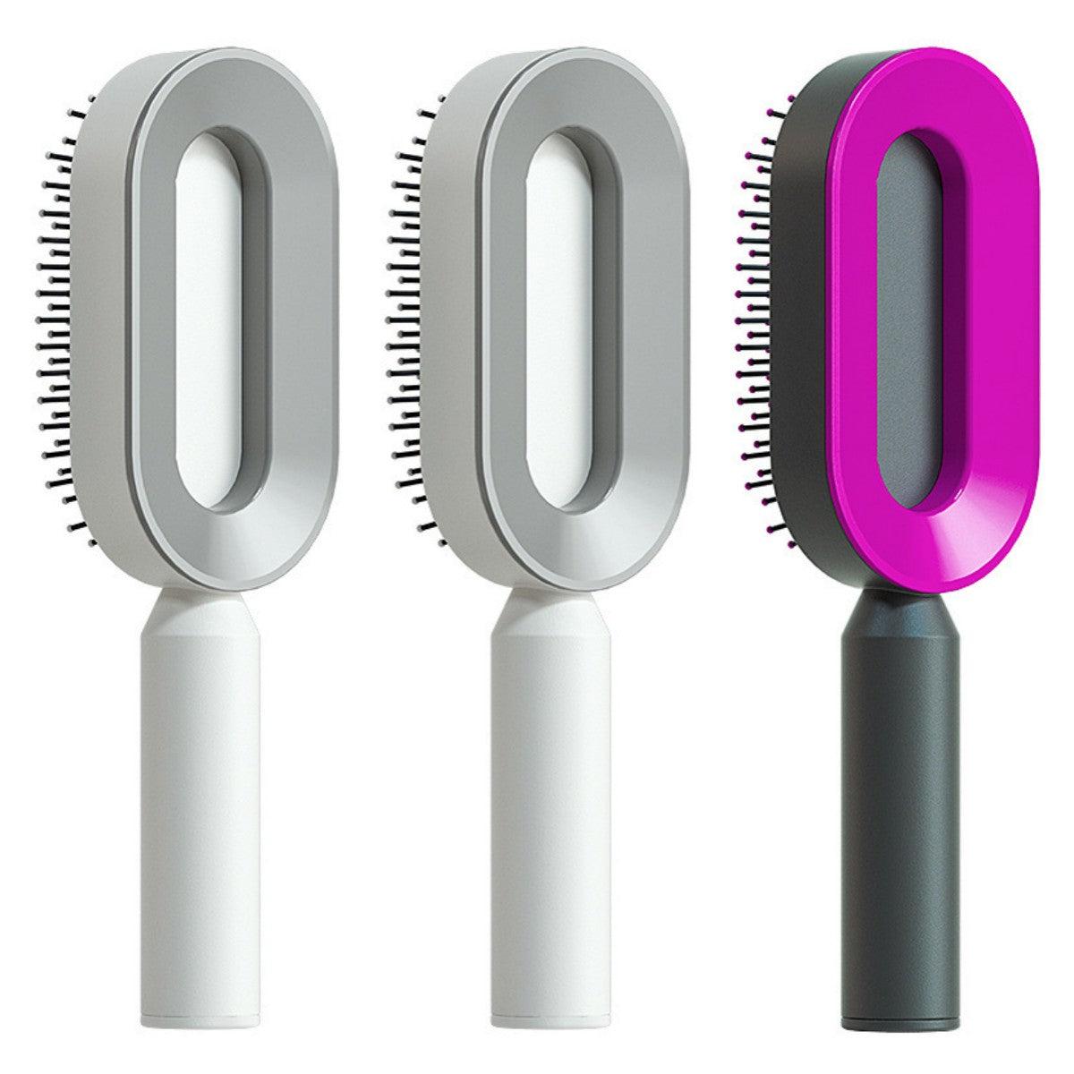 Self Cleaning Hair Brush For Women One-key Cleaning Hair Loss Airbag Massage Scalp Comb Anti-Static Hairbrush - tallpapa