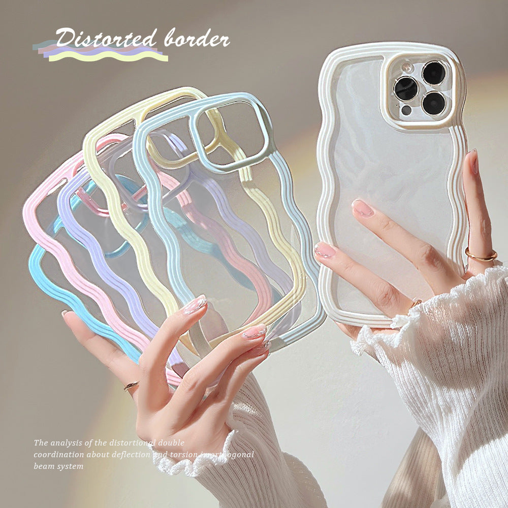 Wave Border Mobile Phone Case Solid Color Simple Candy Color - tallpapa