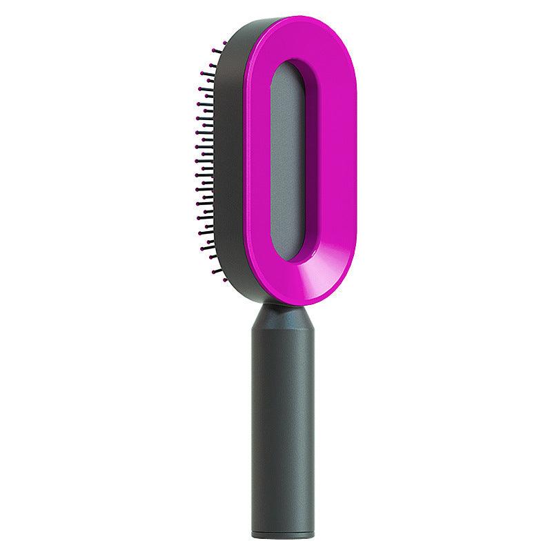 Self Cleaning Hair Brush For Women One-key Cleaning Hair Loss Airbag Massage Scalp Comb Anti-Static Hairbrush - tallpapa