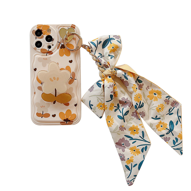 Autumn Leaves And Flowers With Bow Silk Scarf Phone Cases - tallpapa